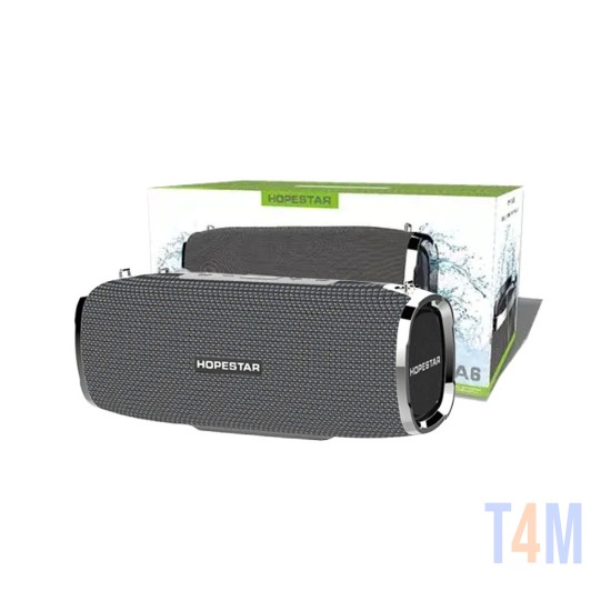 COLUNA PORTÁTIL BLUETOOTH HOPESTAR A6 TWS/HANDS-FREE/U DISK/TF/AUX POWER BANK RESISTENTE À ÁGUA 34W CINZA